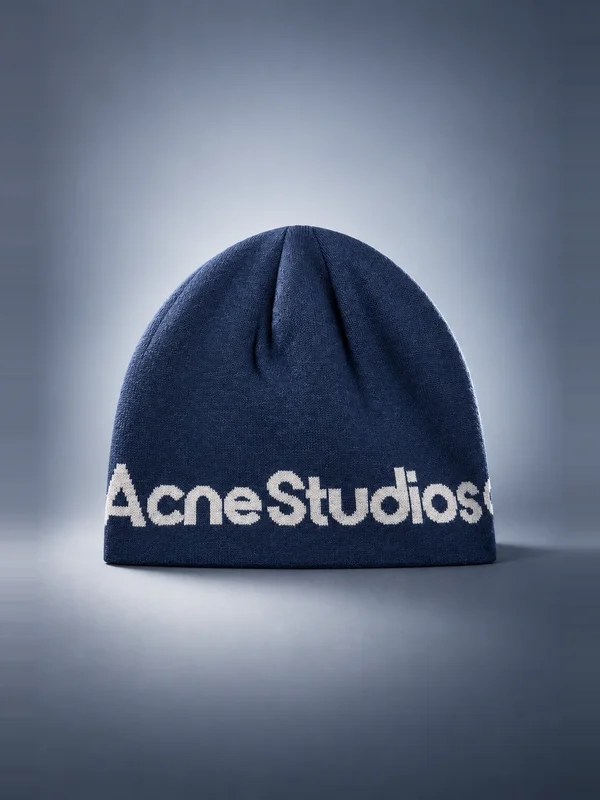 Acne Studios Wool Knit Beanie - Navy / White