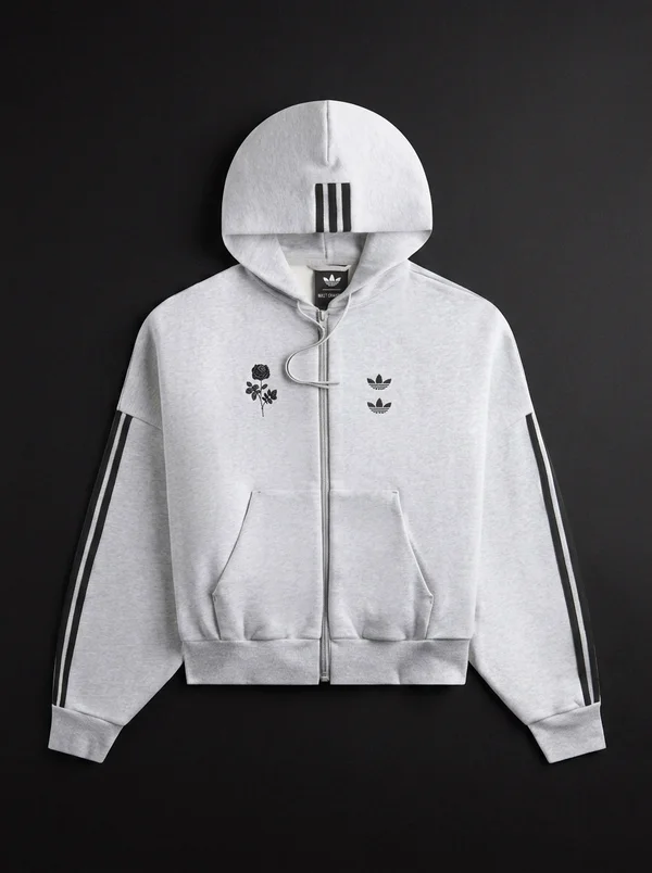 adidas x Willy Chavarria Full Zip Logo Hoodie - Light Grey Heather