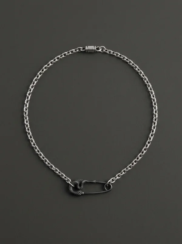 Emanuele Bicocchi Arabesque Pin Necklace - Silver