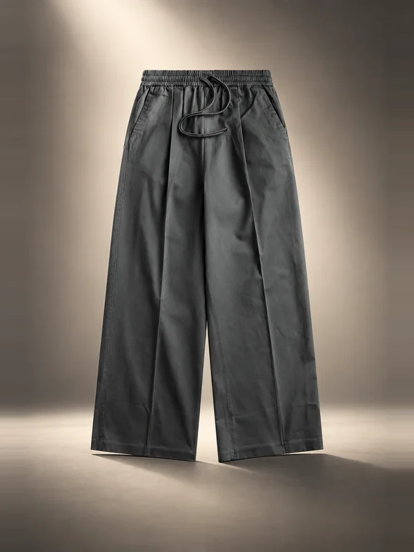 Essentials Cotton Twill Pleat Front Drawstring Pant - Iron Grey