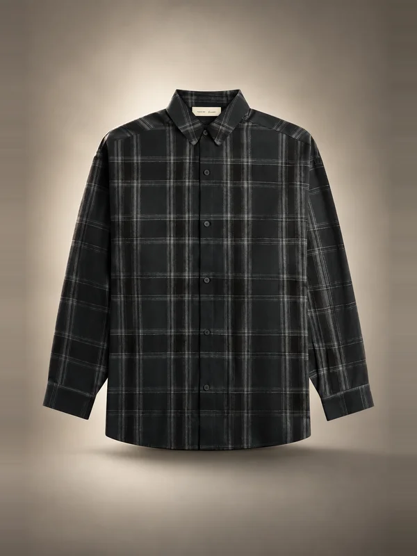 Essentials Flannel Button Up Shirt - Vintage Black Plaid