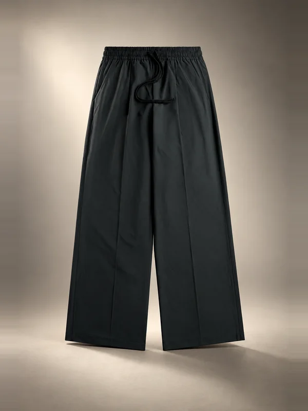 Essentials Silk Blend Pleat Front Drawstring Pant - Vintage Black