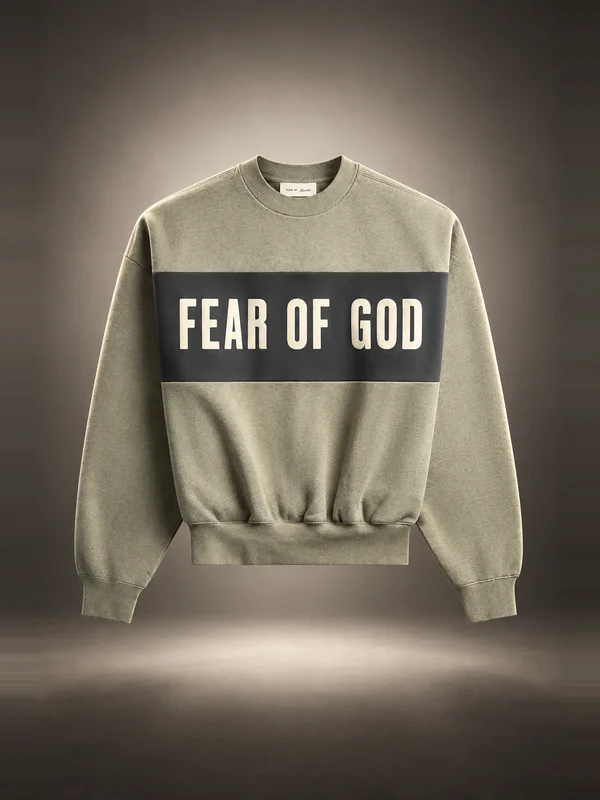 Fear of God Essentials Cropped Relaxed Paneled Sweatshirt - Seal Heather / Iron Grey