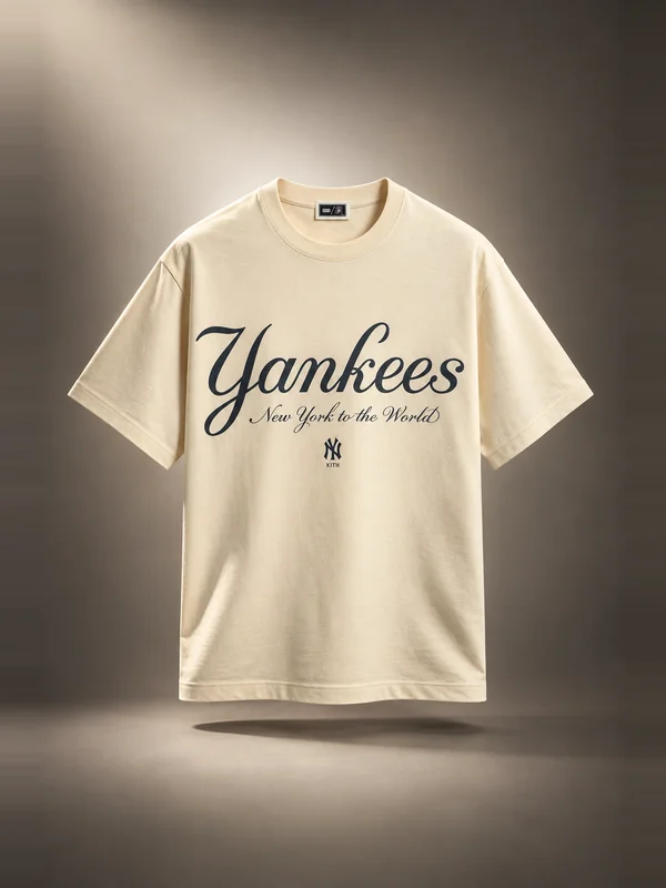 Kith for the New York Yankees Script Vintage Alex Tee - Sandrift