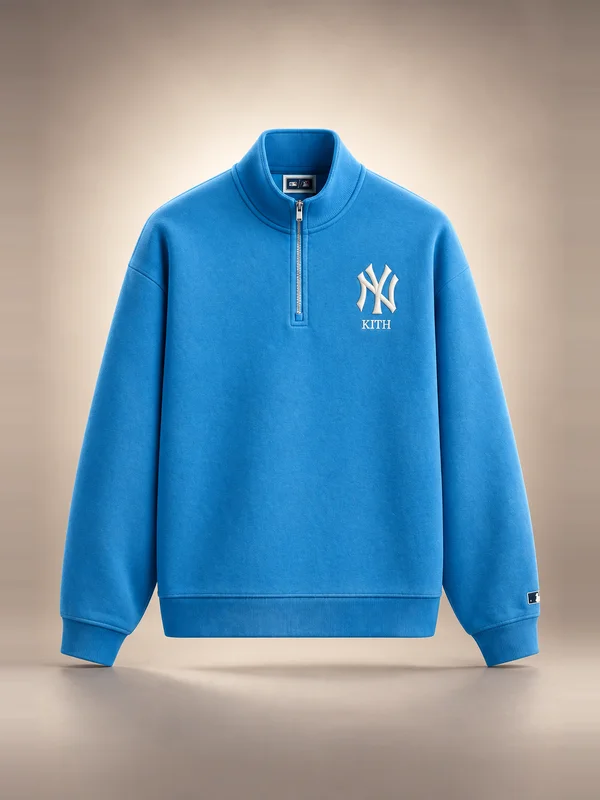 Kith for the New York Yankees Vintage Nelson Quarter Zip - Skylight