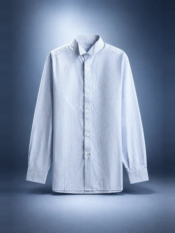 Maison Margiela Striped Cotton Shirt - Pinstripe White / Light Blue