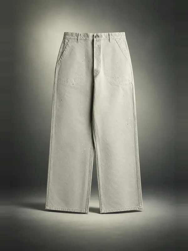 Maison Margiela Wide-Leg Paint Splattered Cotton Canvas Trouser - Gray
