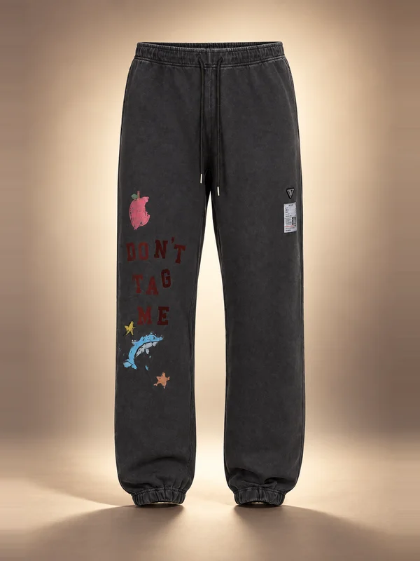Maison MIHARA YASUHIRO Black 'Don't Tag Me' Kids Doodle Sweatpants