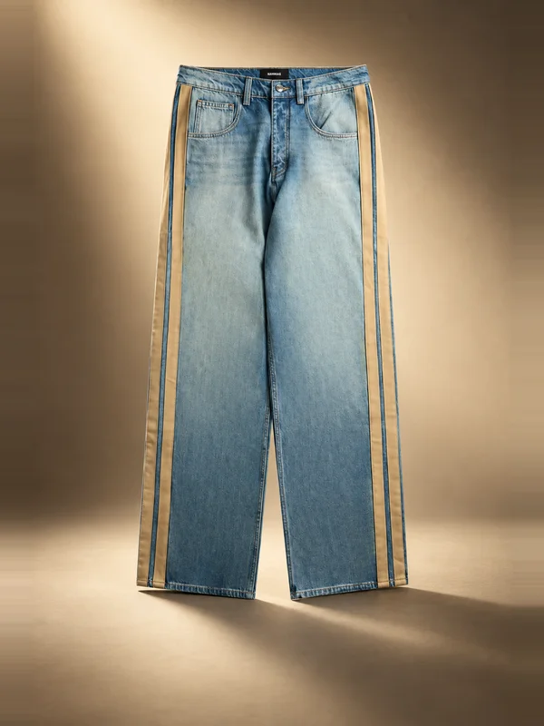NAHMIAS Sunfade Denim Track Pant - Medium Indigo Wash