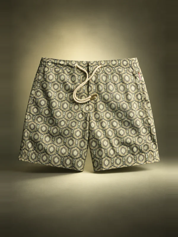 Orlebar Brown Bulldog Classic Fit Swim Short with Passetto Print - Bayleaf Green