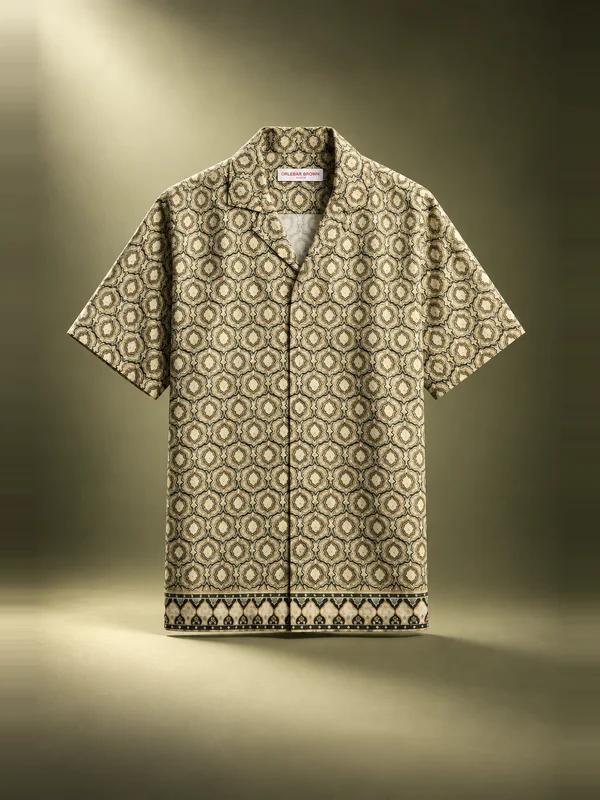 Orlebar Brown Maitan Relaxed Fit Passetto Print Shirt - Bayleaf Green