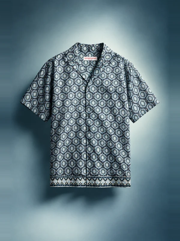 Orlebar Brown Relaxed Fit Silk Passetto Shirt - Night Iris