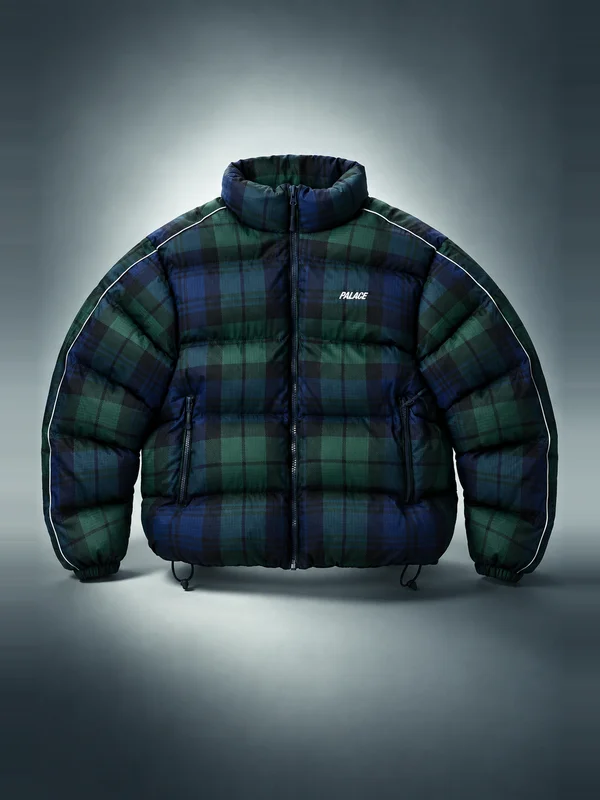 Palace BIG RIPSTOP PUFFA JACKET BLACK WATCH