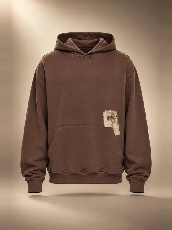 Palm Angels Brushed Palm Tree Regular Hoodie - Brown