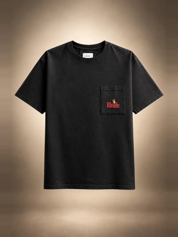Rhude American Spirit Short Sleeve Pocket Graphic Tee - Vintage Black / Red