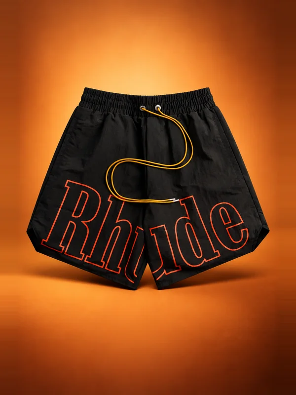 Rhude Logo Track Short - Black / Orange