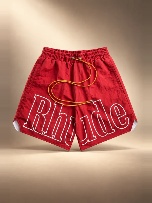 Rhude Logo Track Short - Red / White