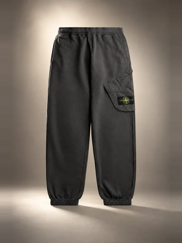 Stone Island Brushed Organic Cotton Fleece Regular Fit Joggers - Lead Grey