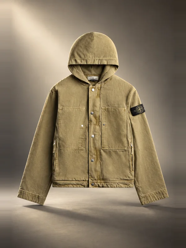 Stone Island Mineral Dyed Cotton Gabardine TC Hooded Jacket - Military Green