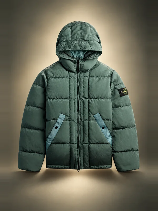 Stone Island Padded Zip-Up Jacket - Ocean Green