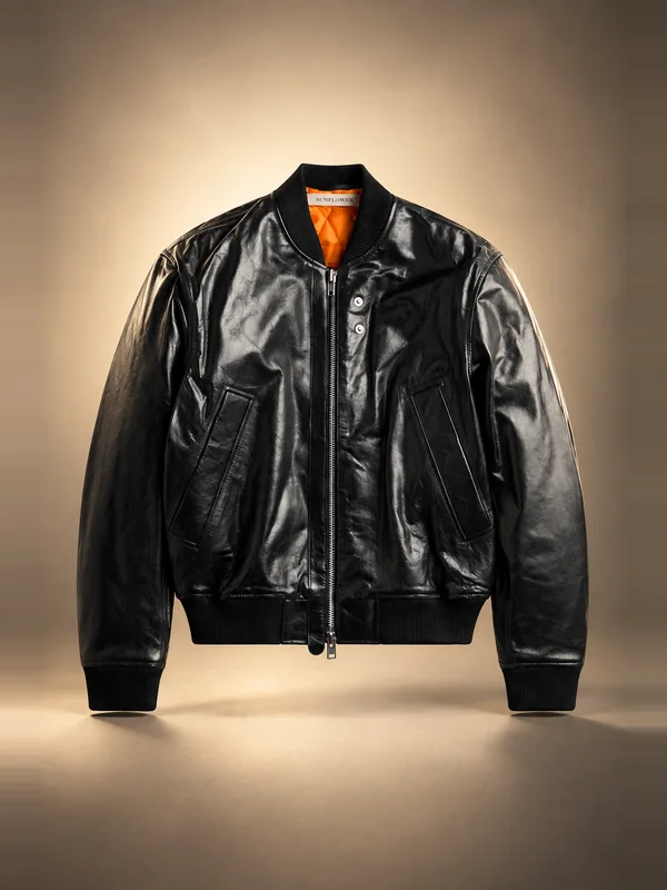 Sunflower Leather Flight Jacket - Black