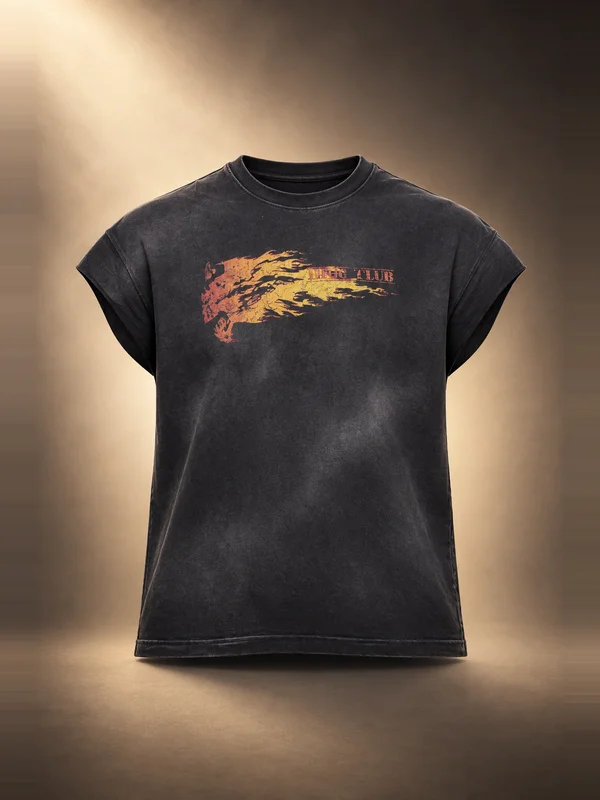 Thug Club Black Burnshot Slit Sleeve T-shirt