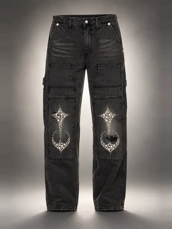 Thug Club Black Studded Knee Carpenter Jeans