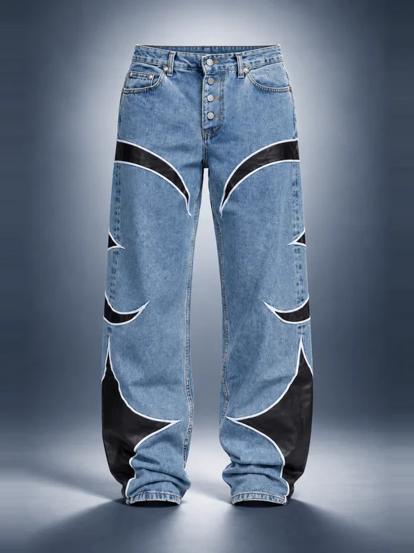 Thug Club Blue TC Faux-Leather Washing Denim Jeans