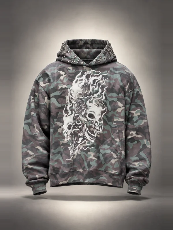 Thug Club Gray Hotheaded Riding Skull Hoodie