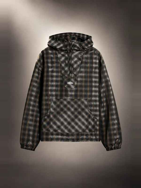 Umbro by Slam Jam Checked Masked Anorak - Dark Grey & Black