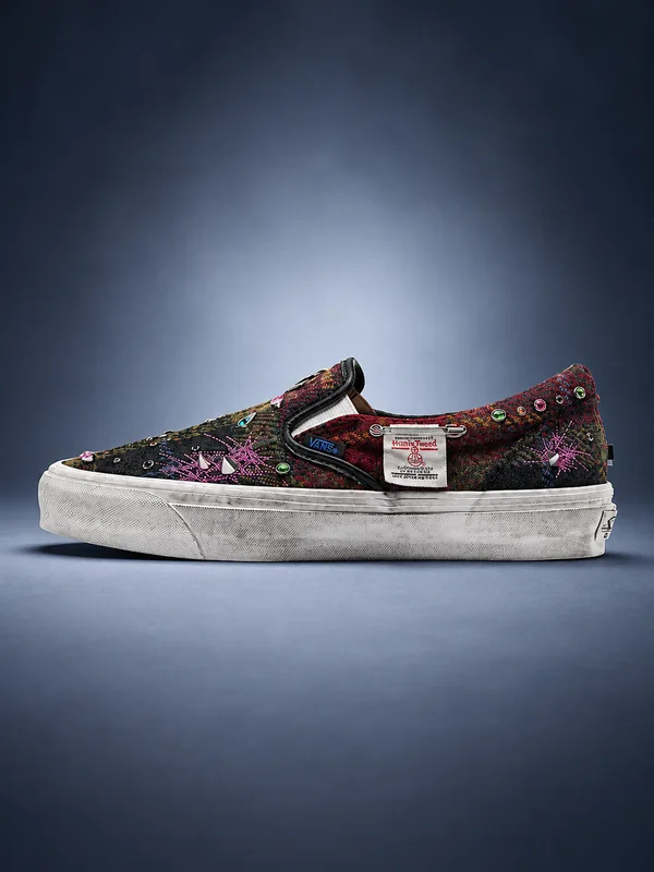 Vans Premium Classic Harris Tweed Slip-On Shoe Tweed Red Blue