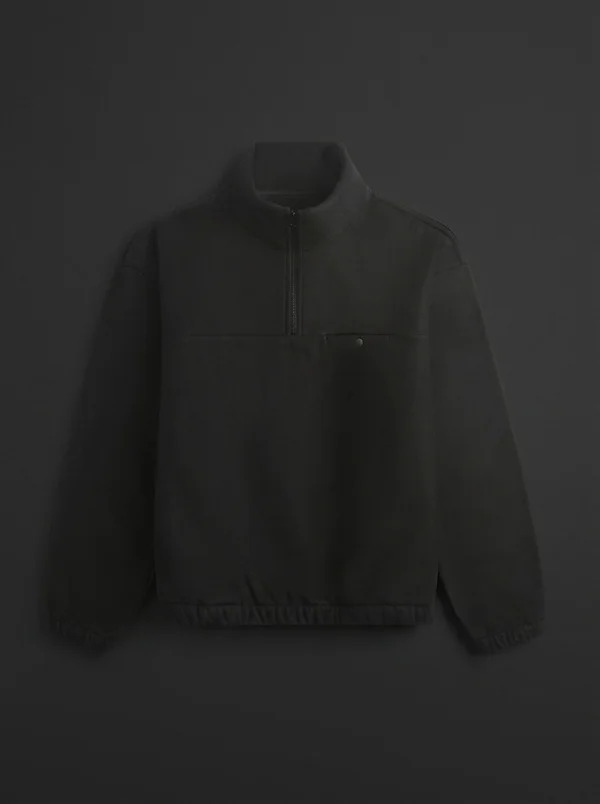vowels Fleece Quarter Zip - Black