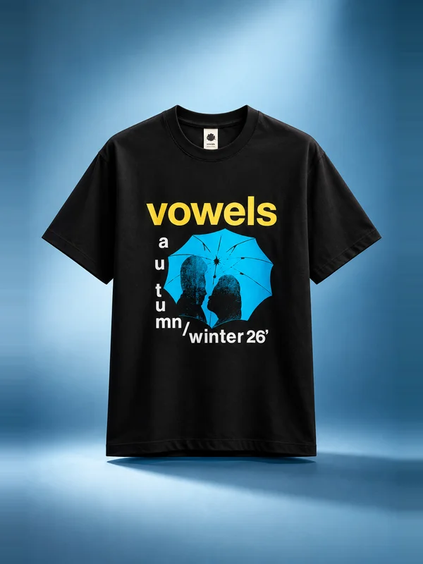 vowels Umbrella Tee - Black